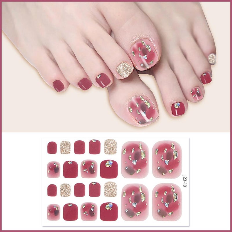 New waterproof toenail stickers with a trendy crystal glitter finish.